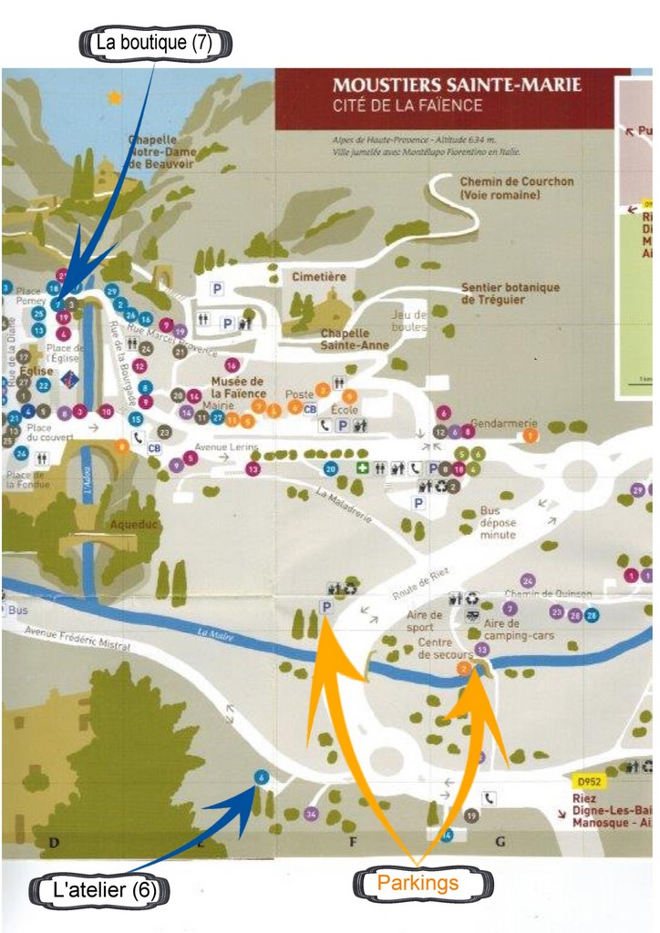 Plan du village de Moustiers